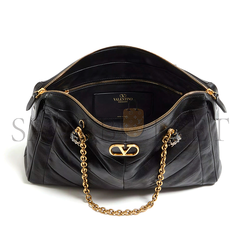 VALENTINO GARAVANI PANTHEA SHOULDER BAG IN NAPPA LEATHER WITH CHEVRON PATTERN 7W0B0S70UYF_0NO (33*19.5*9cm)